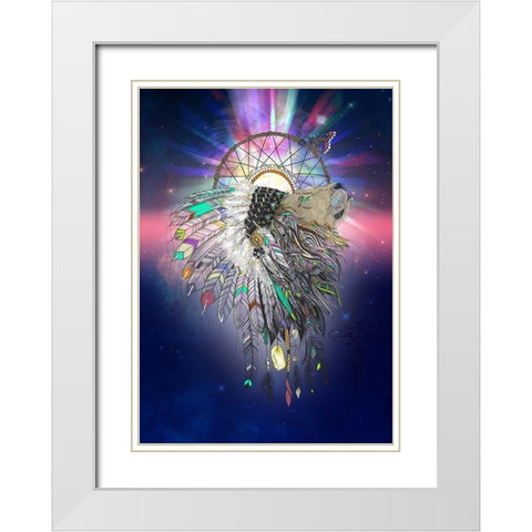 Cosmic Lion Butterfly White Modern Wood Framed Art Print with Double Matting by Roberts, Karin