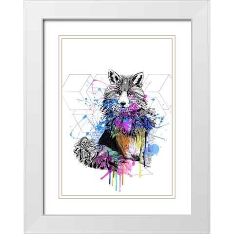 Fox White Modern Wood Framed Art Print with Double Matting by Roberts, Karin