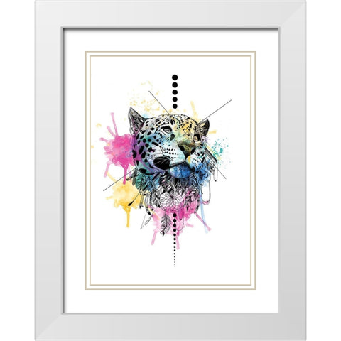 Leopard White Modern Wood Framed Art Print with Double Matting by Roberts, Karin