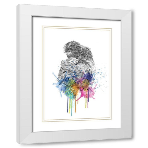 Orangutan White Modern Wood Framed Art Print with Double Matting by Roberts, Karin
