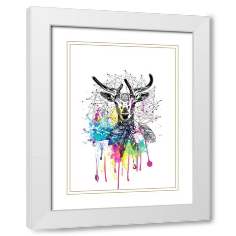 Deer White Modern Wood Framed Art Print with Double Matting by Roberts, Karin