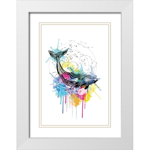 Whale White Modern Wood Framed Art Print with Double Matting by Roberts, Karin