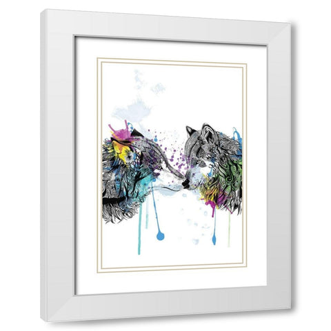 Wolves White Modern Wood Framed Art Print with Double Matting by Roberts, Karin