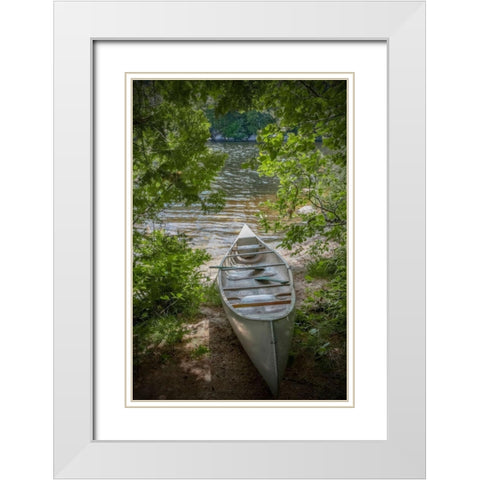 Canoe White Modern Wood Framed Art Print with Double Matting by Ryan, Brooke T.
