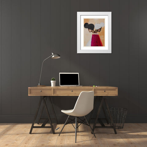 Easy Ease (Neutral) White Modern Wood Framed Art Print with Double Matting by Robinson, Erin K.
