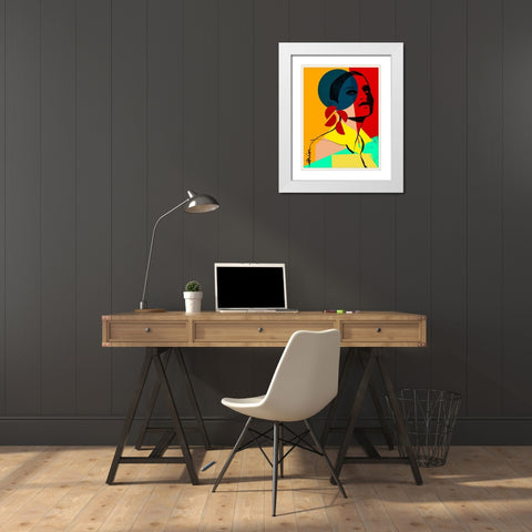 Face Off No. 1 White Modern Wood Framed Art Print with Double Matting by Robinson, Erin K.