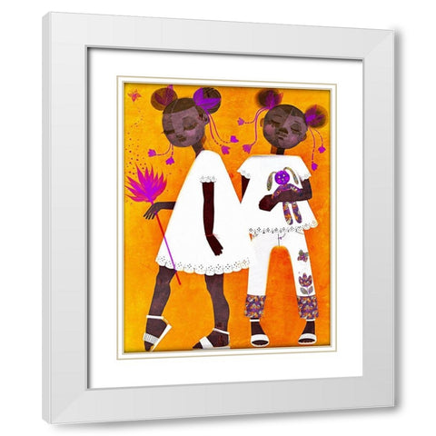 The Petite Twins White Modern Wood Framed Art Print with Double Matting by Robinson, Erin K.