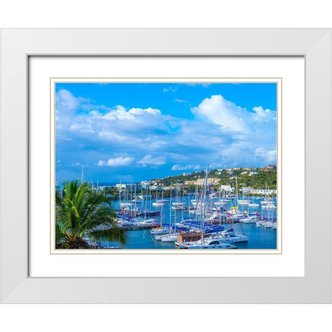 Oyster Pond Bay, St. Maarten White Modern Wood Framed Art Print with Double Matting by Reed, Jack