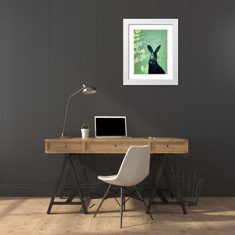 Cheeky Rabbit White Modern Wood Framed Art Print with Double Matting by Rice, Trudy