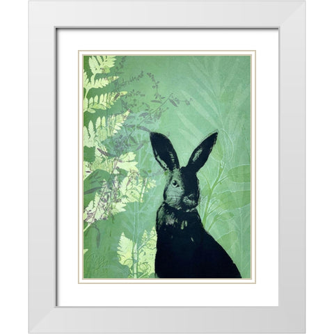 Cheeky Rabbit White Modern Wood Framed Art Print with Double Matting by Rice, Trudy