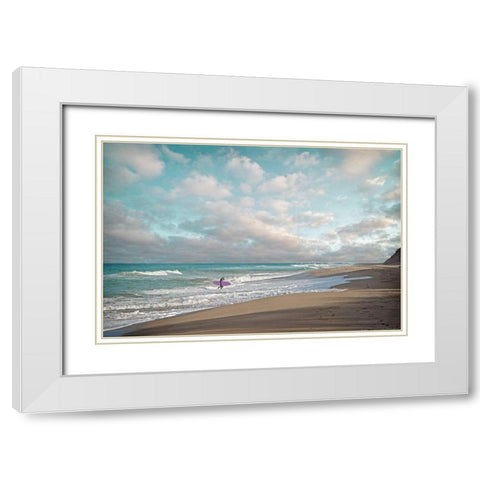Surfer White Modern Wood Framed Art Print with Double Matting by Ryan, Brooke T.