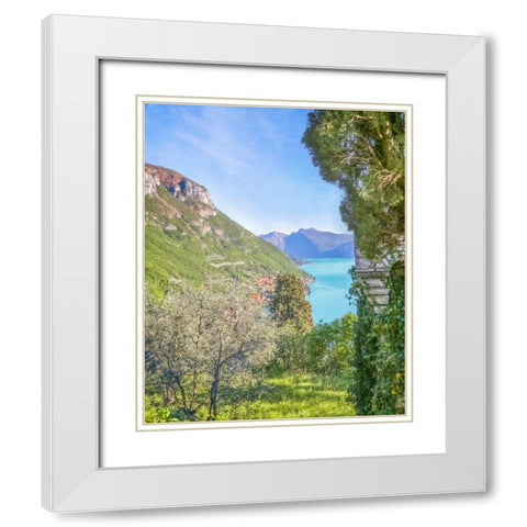 Lago di Como View No. 1 White Modern Wood Framed Art Print with Double Matting by Ryan, Brooke T.