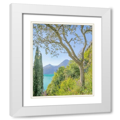 Lago di Como View No. 2 White Modern Wood Framed Art Print with Double Matting by Ryan, Brooke T.