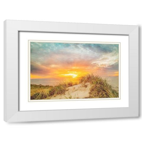 Sunset over The Dunes White Modern Wood Framed Art Print with Double Matting by Ryan, Brooke T.