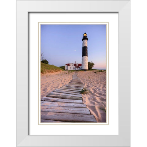 Big Sable Point Lighthouse White Modern Wood Framed Art Print with Double Matting by Romanowicz, Adam