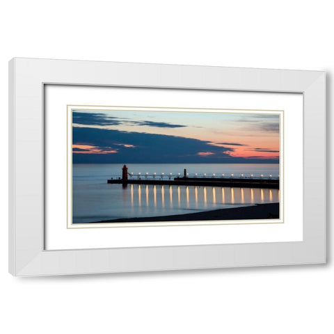 South Haven Michigan Lighthouse White Modern Wood Framed Art Print with Double Matting by Romanowicz, Adam