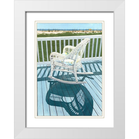Wicker Shadows White Modern Wood Framed Art Print with Double Matting by Roberts, Linda