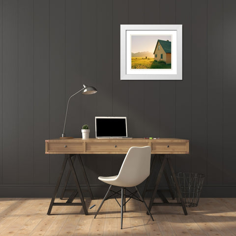 Golden Tetons White Modern Wood Framed Art Print with Double Matting by Rapson, Sol