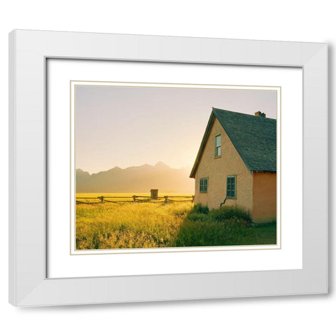 Golden Tetons White Modern Wood Framed Art Print with Double Matting by Rapson, Sol