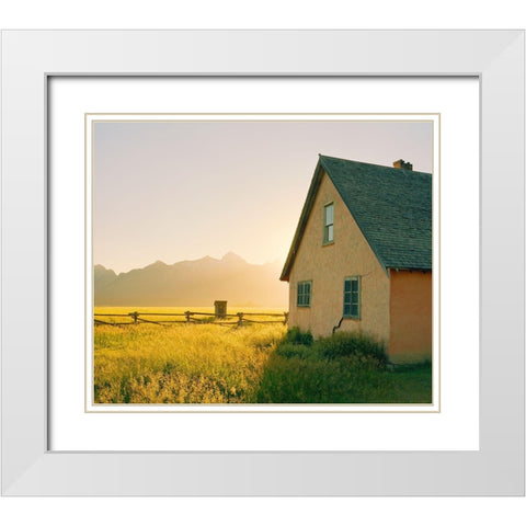 Golden Tetons White Modern Wood Framed Art Print with Double Matting by Rapson, Sol