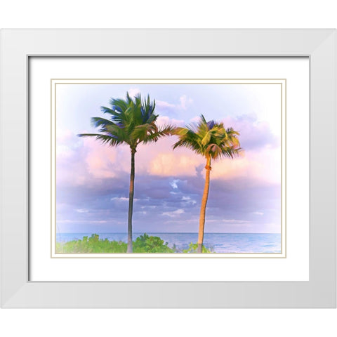 Two Palms White Modern Wood Framed Art Print with Double Matting by Reed, Jack