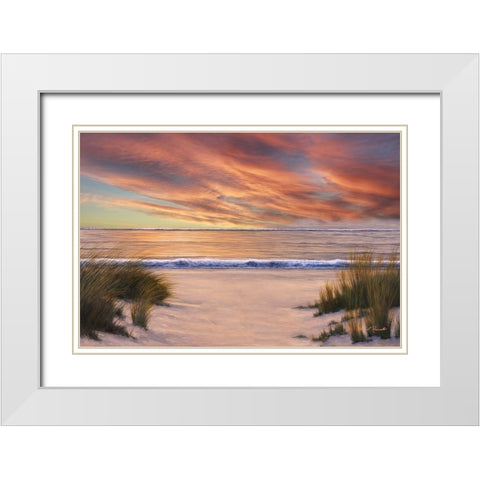 Beach Solitude White Modern Wood Framed Art Print with Double Matting by Romanello, Diane