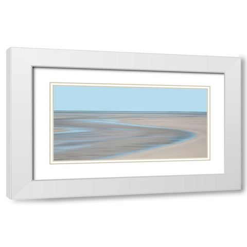 Blue and Beige Beach 2 White Modern Wood Framed Art Print with Double Matting by Ryan, Brooke T.