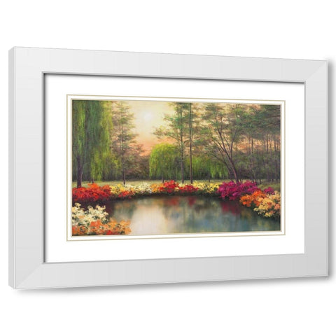 Autumn Sunset White Modern Wood Framed Art Print with Double Matting by Romanello, Diane