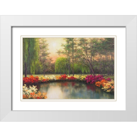 Autumn Sunset White Modern Wood Framed Art Print with Double Matting by Romanello, Diane