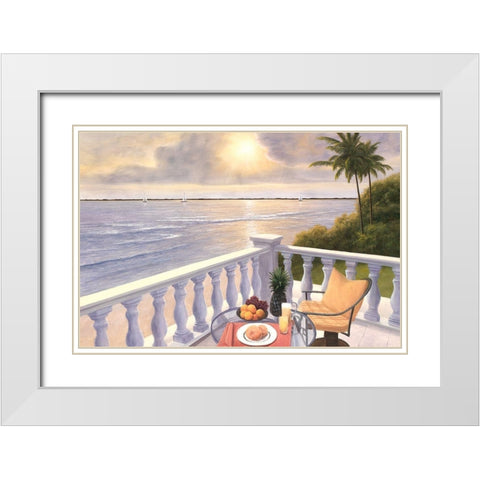 Breakfast on the Veranda White Modern Wood Framed Art Print with Double Matting by Romanello, Diane