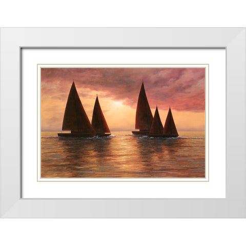 Dream Sails White Modern Wood Framed Art Print with Double Matting by Romanello, Diane