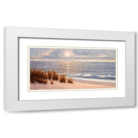 Seashore White Modern Wood Framed Art Print with Double Matting by Romanello, Diane
