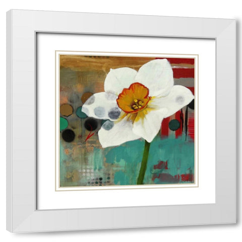 Daffodil Mannerisms White Modern Wood Framed Art Print with Double Matting by Rasmusson, Jennifer