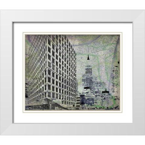 Cityscape I White Modern Wood Framed Art Print with Double Matting by Roberts, Art