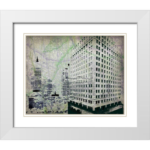 Cityscape II White Modern Wood Framed Art Print with Double Matting by Roberts, Art