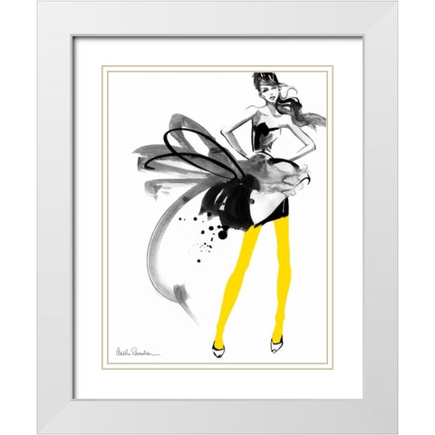 Yellow Tights White Modern Wood Framed Art Print with Double Matting by Ramdeen, Aasha