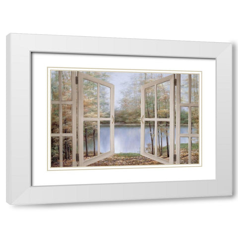 Autumn Woods White Modern Wood Framed Art Print with Double Matting by Romanello, Diane
