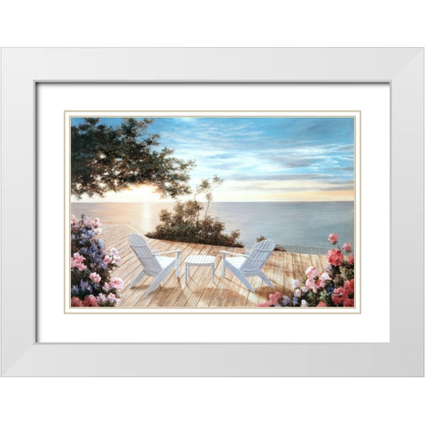Blue Serenade White Modern Wood Framed Art Print with Double Matting by Romanello, Diane