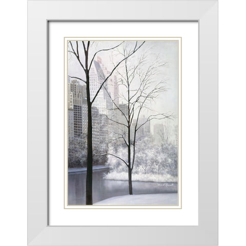 Central Park White Modern Wood Framed Art Print with Double Matting by Romanello, Diane