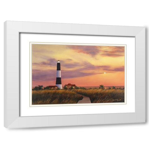 Fire Island Lighthouse White Modern Wood Framed Art Print with Double Matting by Romanello, Diane