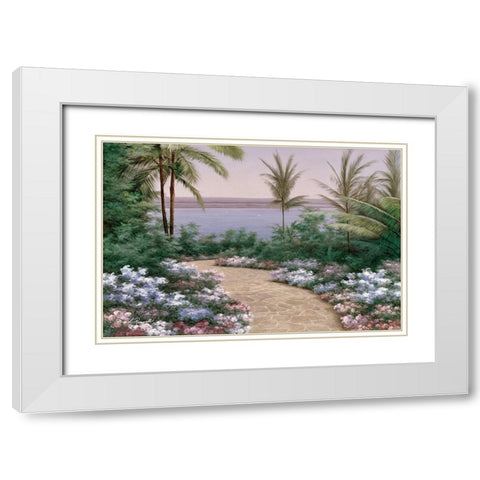 Floral Breeze White Modern Wood Framed Art Print with Double Matting by Romanello, Diane