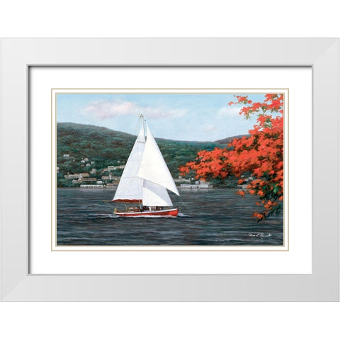 Sail Away White Modern Wood Framed Art Print with Double Matting by Romanello, Diane