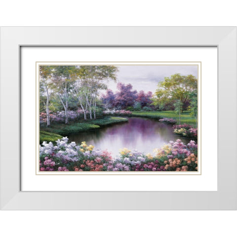 Springtime Symphony White Modern Wood Framed Art Print with Double Matting by Romanello, Diane