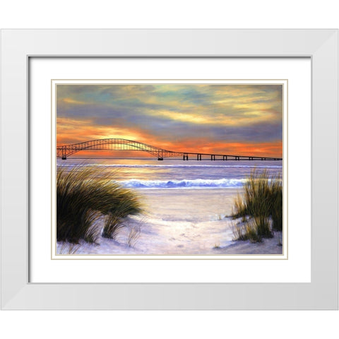 Sunset over Robert Moses White Modern Wood Framed Art Print with Double Matting by Romanello, Diane