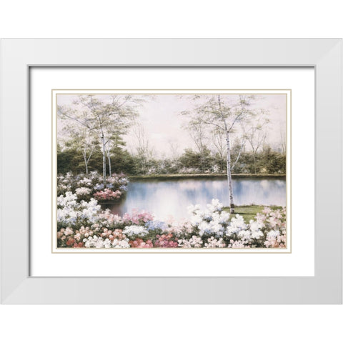 White Birches White Modern Wood Framed Art Print with Double Matting by Romanello, Diane