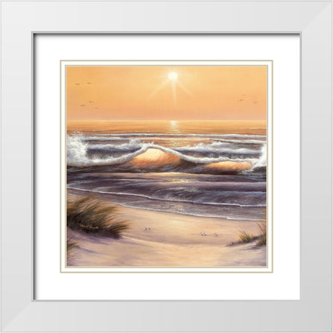 Golden Waves White Modern Wood Framed Art Print with Double Matting by Romanello, Diane