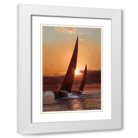 Red Sails White Modern Wood Framed Art Print with Double Matting by Romanello, Diane