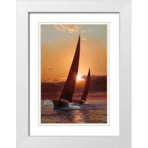 Red Sails White Modern Wood Framed Art Print with Double Matting by Romanello, Diane