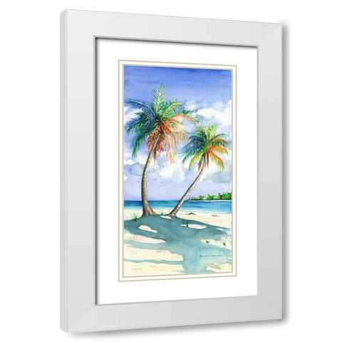 Palm Shadows White Modern Wood Framed Art Print with Double Matting by Reichow, Christine
