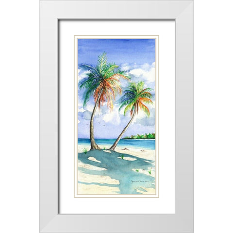 Palm Shadows White Modern Wood Framed Art Print with Double Matting by Reichow, Christine